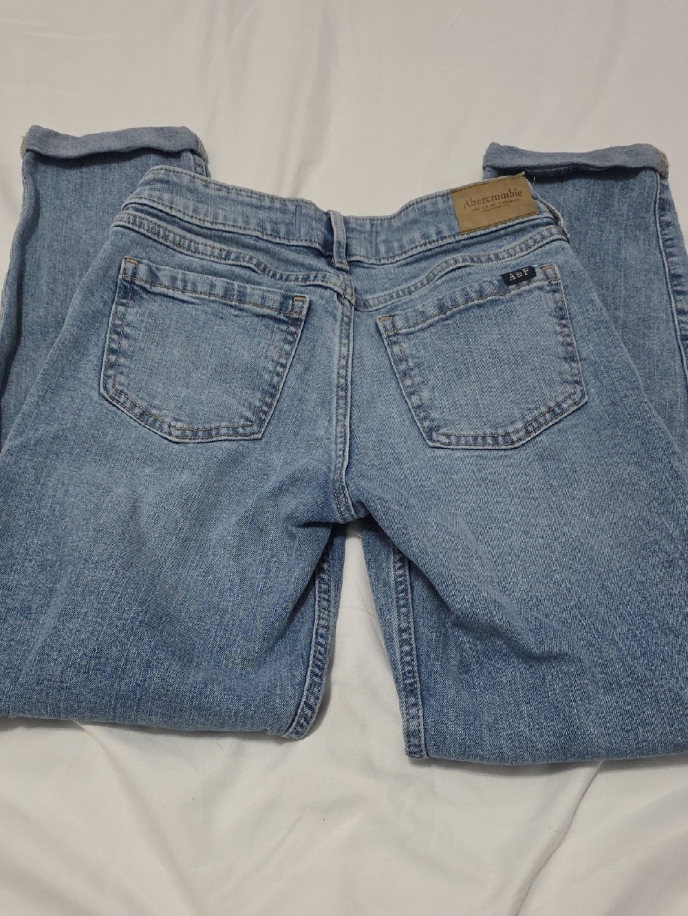 abercrombie kids Light Blue Straight Leg Jeans Girls 9/10 Long - Picture 2 of 10